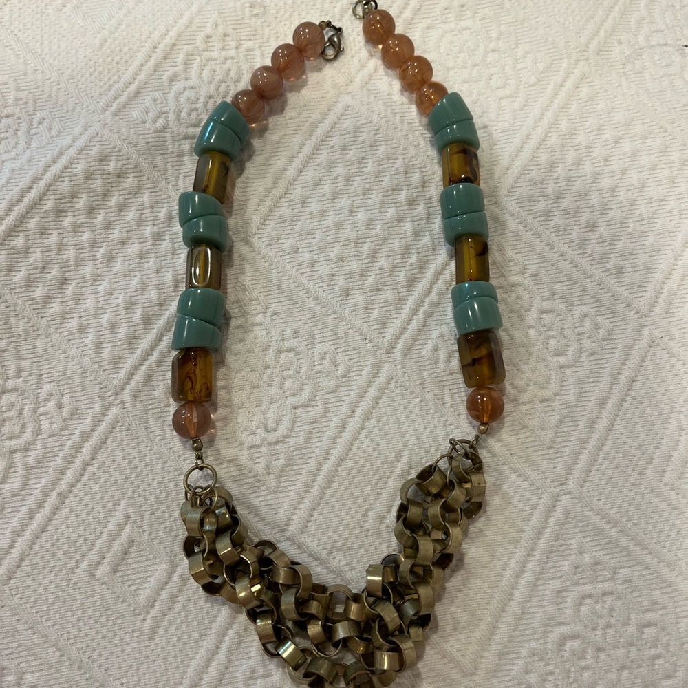 Anthropologie Elegant Beaded Necklace with Gold Accents
